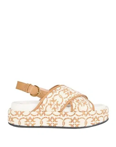 Pinko Woman Sandals Ivory Size 8 Textile Fibers