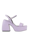 Pinko Woman Sandals Lilac Size 9 Leather In Purple