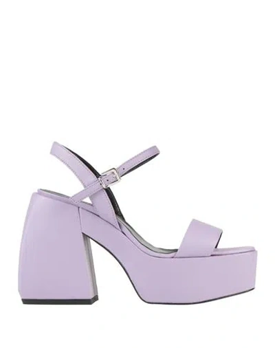 Pinko Woman Sandals Lilac Size 9 Leather In Purple