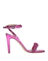 Pinko Woman Sandals Magenta Size 8 Leather In Magenta