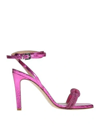 Pinko Woman Sandals Magenta Size 8 Leather