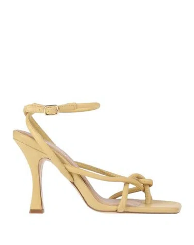 Pinko Woman Sandals Ocher Size 9 Soft Leather In Yellow