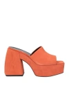 Pinko Woman Sandals Orange Size 10 Leather In Orange
