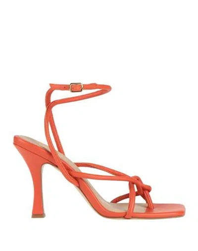 Pinko Woman Sandals Orange Size 6 Soft Leather In Red
