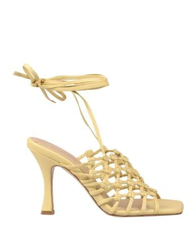Pinko Woman Sandals Pastel Yellow Size 7 Leather