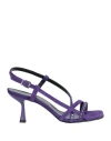 Pinko Woman Sandals Purple Size 10 Leather In Purple