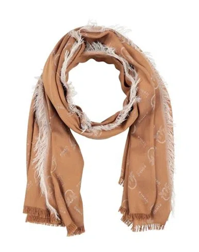 Pinko Woman Scarf Camel Size - Cotton, Modacrylic In Beige
