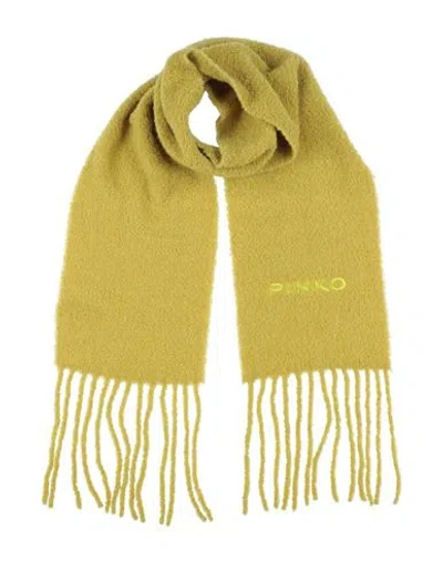 Pinko Woman Scarf Mustard Size - Alpaca Wool, Virgin Wool, Polyamide, Polyester In Yellow