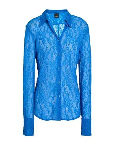 Pinko Woman Shirt Azure Size 12 Polyamide, Elastane In Blue