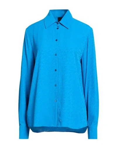 Pinko Woman Shirt Azure Size 6 Acetate, Silk In Blue