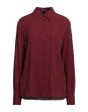 Pinko Woman Shirt Burgundy Size 8 Acetate, Silk