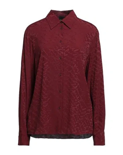 Pinko Logo-print Satin-finish Shirt In Red