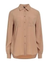 Pinko Woman Shirt Camel Size 10 Acetate, Silk In Beige