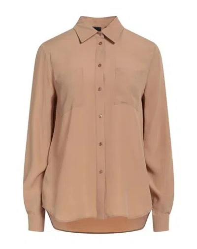 Pinko Woman Shirt Camel Size 10 Acetate, Silk In Beige