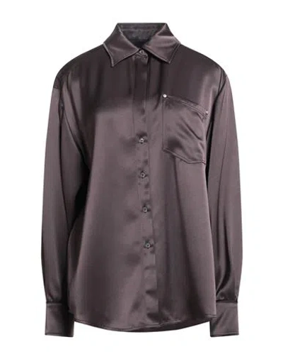 Pinko Woman Shirt Chocolate Brown Size M Acetate, Polyester