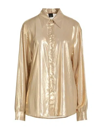 Pinko Woman Shirt Gold Size 8 Polyester
