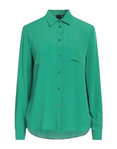 Pinko Woman Shirt Green Size 10 Acetate, Silk