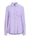 Pinko Woman Shirt Lilac Size 8 Acetate, Silk In Black
