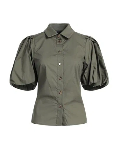 Pinko Woman Shirt Military Green Size 10 Cotton