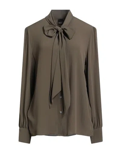 Pinko Woman Shirt Military Green Size 4 Acetate, Silk