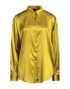 Pinko Woman Shirt Mustard Size 8 Silk, Elastane In Gold
