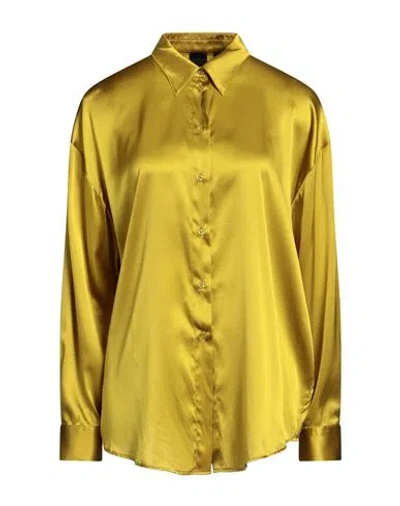 Pinko Woman Shirt Mustard Size 8 Silk, Elastane In Gold