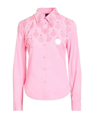 Pinko Woman Shirt Pink Size 4 Cotton, Polyamide, Elastane, Metal, Glass