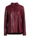 Pinko Woman Shirt Plum Size 4 Polyester, Polyurethane In Burgundy