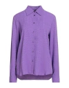 Pinko Woman Shirt Purple Size 4 Acetate, Silk