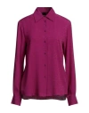 Pinko Woman Shirt Purple Size 6 Acetate, Silk