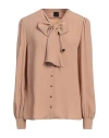 Pinko Woman Shirt Sand Size 4 Triacetate, Silk In Beige
