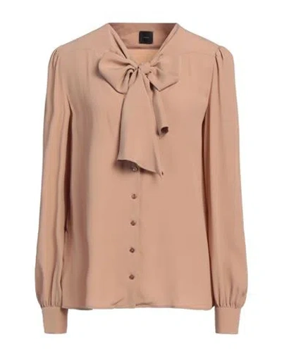 Pinko Woman Shirt Sand Size 4 Triacetate, Silk In Beige