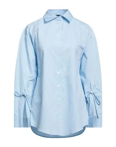 Pinko Woman Shirt Sky Blue Size 2 Cotton, Polyamide