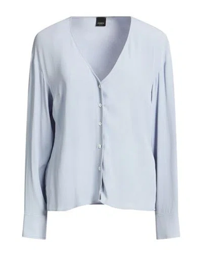Pinko Woman Shirt Sky Blue Size S Acetate, Silk