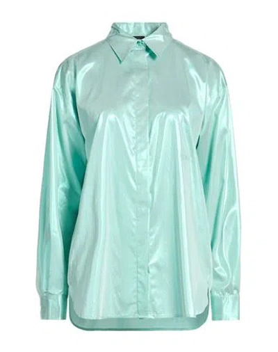 Pinko Woman Shirt Turquoise Size 4 Viscose, Metallic Fiber In Green