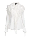 Pinko Ruffled V-neck Blouses Sheer Fabric In Pattern