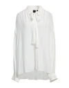 Pinko Woman Shirt White Size 8 Acetate, Silk