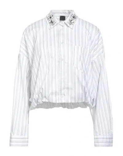 Pinko Woman Shirt White Size 8 Cotton, Aluminum