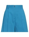 Pinko Woman Shorts & Bermuda Shorts Azure Size 8 Linen, Viscose, Elastane In Blue