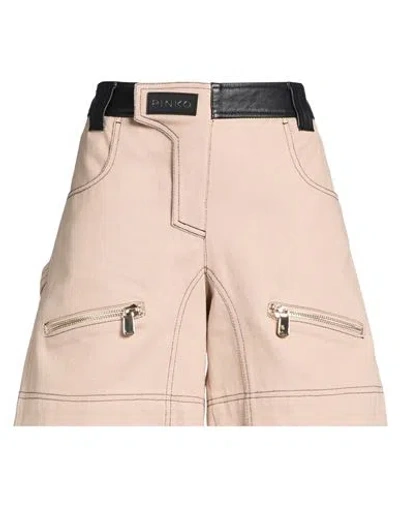 Pinko Woman Shorts & Bermuda Shorts Beige Size 4 Cotton, Sheepskin In Black
