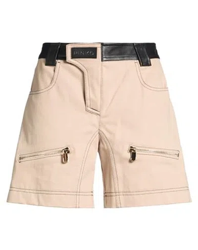 Pinko Woman Shorts & Bermuda Shorts Beige Size 4 Sheepskin, Cotton In Sand