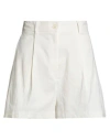 Pinko Woman Shorts & Bermuda Shorts Ivory Size 4 Linen, Viscose, Elastane In White