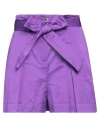 Pinko Woman Shorts & Bermuda Shorts Purple Size 8 Cotton, Polyester In Purple