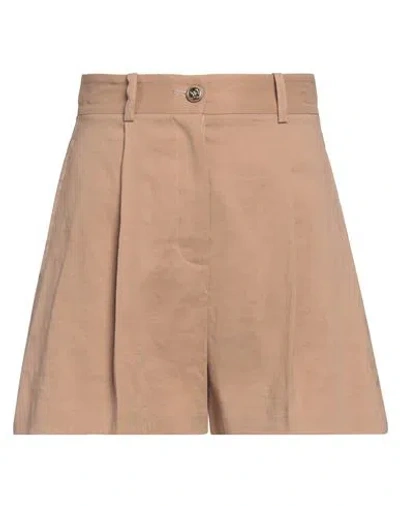 PINKO PINKO WOMAN SHORTS & BERMUDA SHORTS SAND SIZE 0 LINEN, VISCOSE, ELASTANE