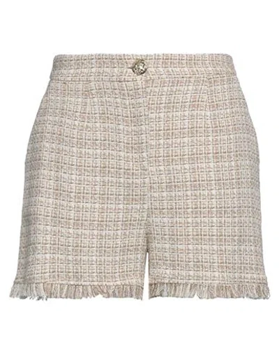 Pinko Woman Shorts & Bermuda Shorts Sand Size 10 Cotton, Polyester, Acrylic, Metallic Fiber, Viscose In Beige