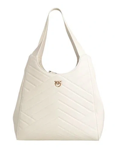 Pinko Woman Shoulder Bag Ivory Size - Calfskin In White