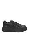 Pinko Woman Sneakers Black Size 8 Calfskin, Textile Fibers In Black