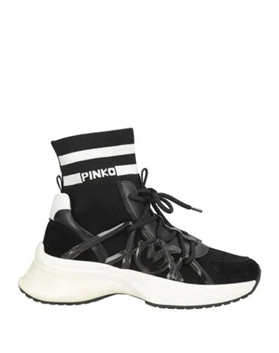 Pinko Woman Sneakers Black Size 8 Textile Fibers, Leather