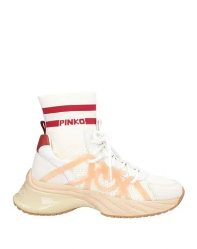 Pinko Woman Sneakers Cream Size 8 Textile Fibers, Leather In White