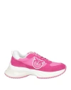 Pinko Woman Sneakers Fuchsia Size 11 Leather, Textile Fibers In Pink